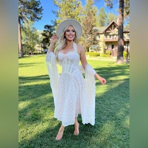 LaceMade Tea Length Lace Corset Dress